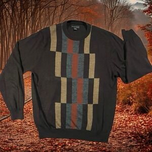 Platinum Sweater Merino Wool Lightweight Brown Men's L Cosby Dad Kenneth Roberts